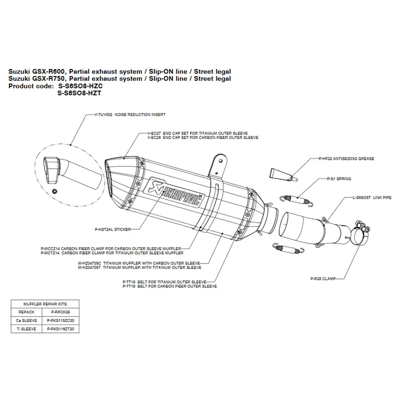 قزوز Suzuki Gsx-r 600 2011/2018 Akrapovic