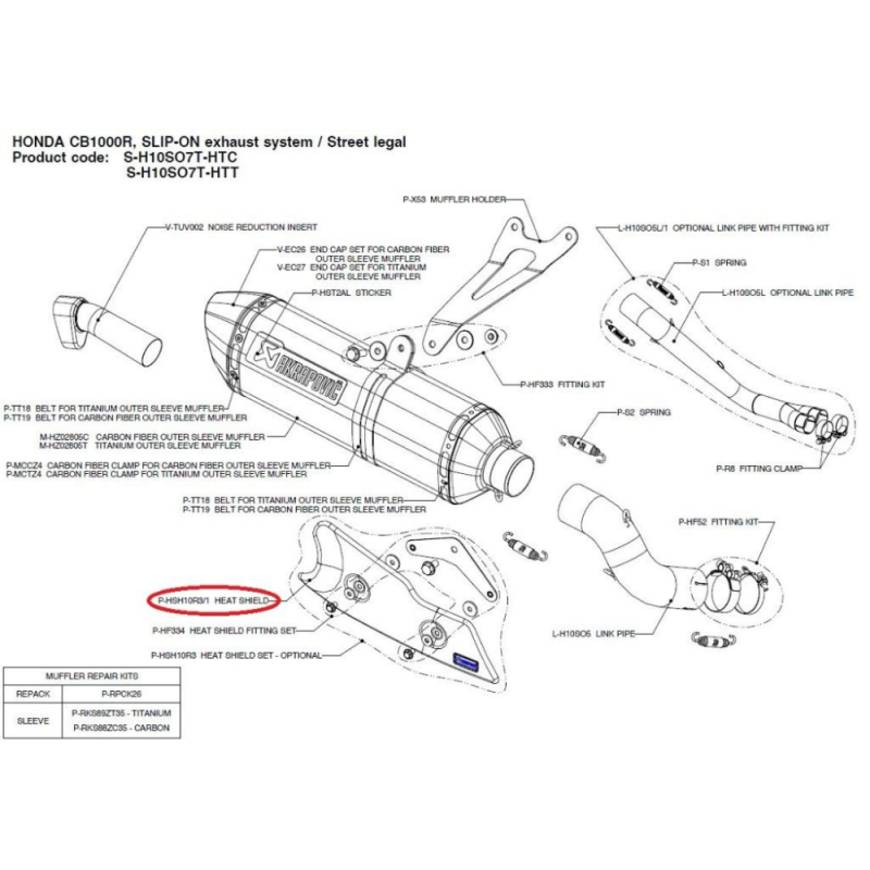 حامي قزوز Akrapovic  HONDA CB 1000 R  08-16