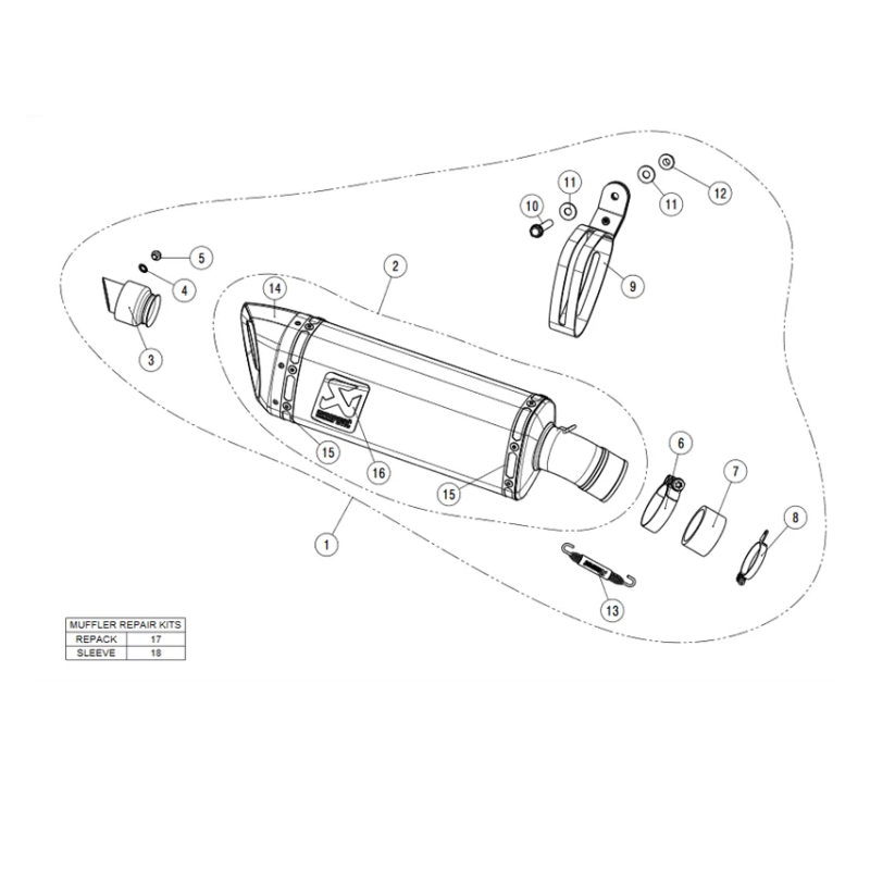 قزوز  Akrapovic Carbon Kawasaki Ninja 400 (18-25)